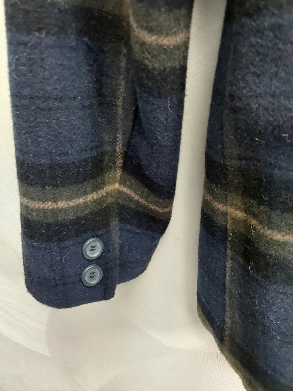 Vintage Navy Blue Plaid Double-Breasted Wool  Peacoat 6 - Picture 6 of 7